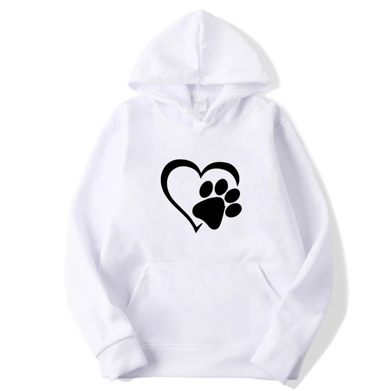 Cute Dog Paw and Heart Shape Print Hoodies