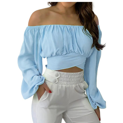 Women Off Shoulder Lantern Sleeve Blouse