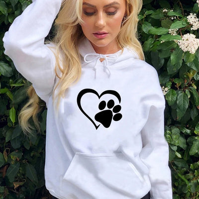 Cute Dog Paw and Heart Shape Print Hoodies