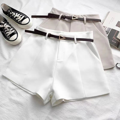 Women's A-line High Waist Belted Shorts
