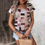 Square Print Short Sleeve Round Neck T-Shirt