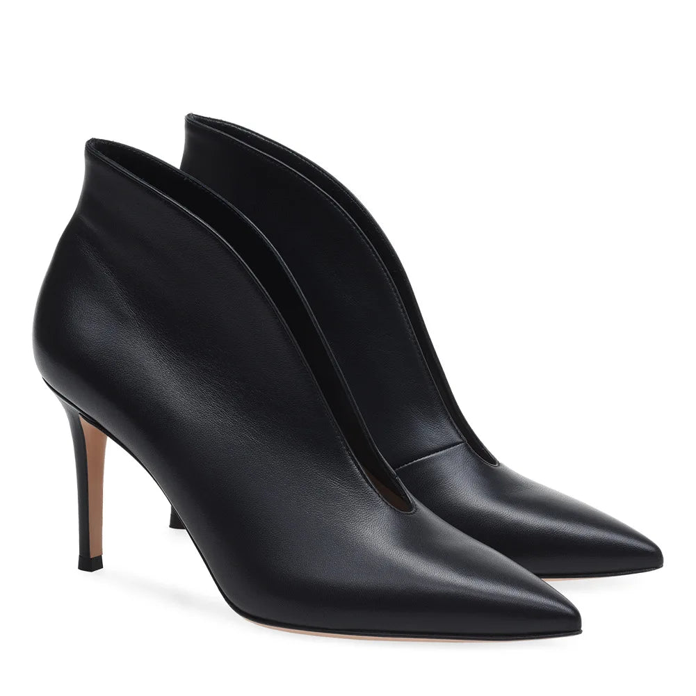 Women's Crescent Cutout Pointed Toe Stiletto Ankle Boots