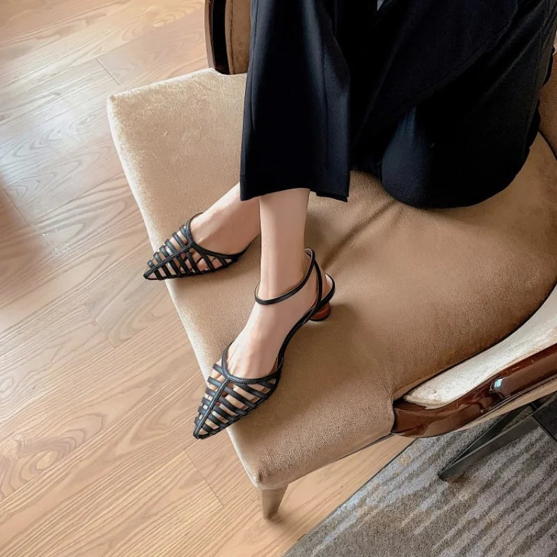 Pointed Toe Sandal with Low Heel