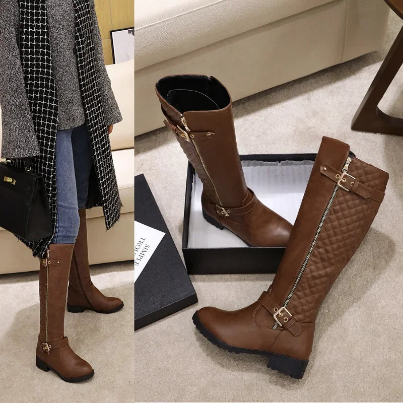 Ladies Tall Side Zip Knee High Boots