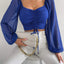 Women's Fitted Puff Sleeve Square Neck Crop Top