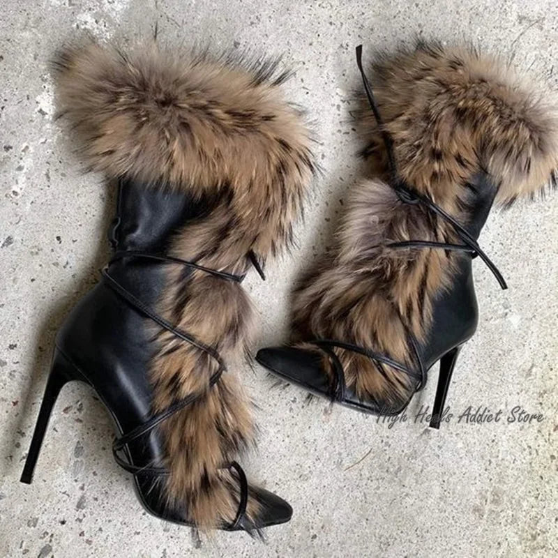 Pointed Toe Fur Boots