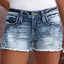 Retro Print Distressed Denim Shorts