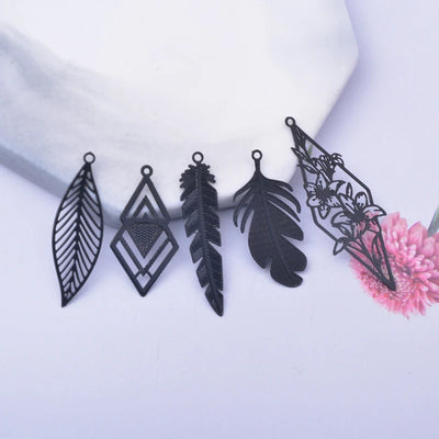 Brass Feather Leaf Charms