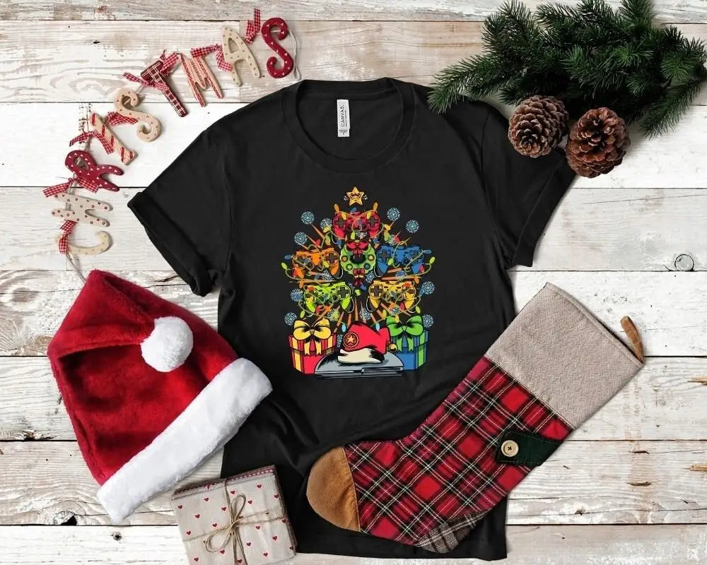 Video Gamer Elf Christmas T-Shirt