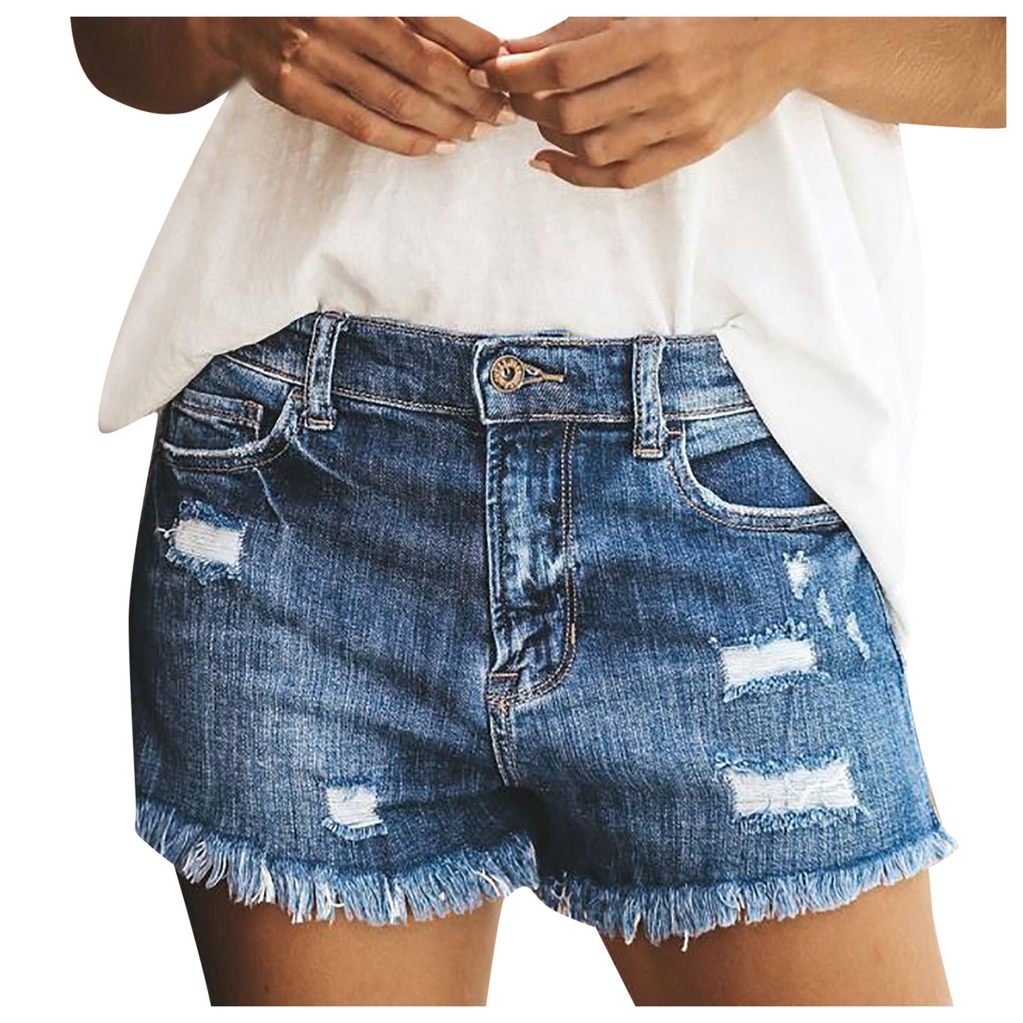 High Waist Slim Broken Style Denim Shorts
