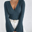 Women's Classic V-Neck Long Sleeve Fitted Top