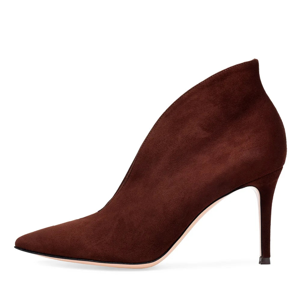 Women's Crescent Cutout Pointed Toe Stiletto Ankle Boots