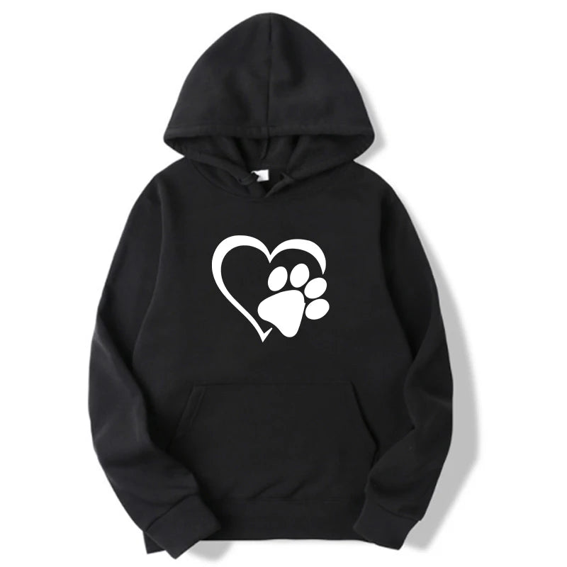 Cute Dog Paw and Heart Shape Print Hoodies