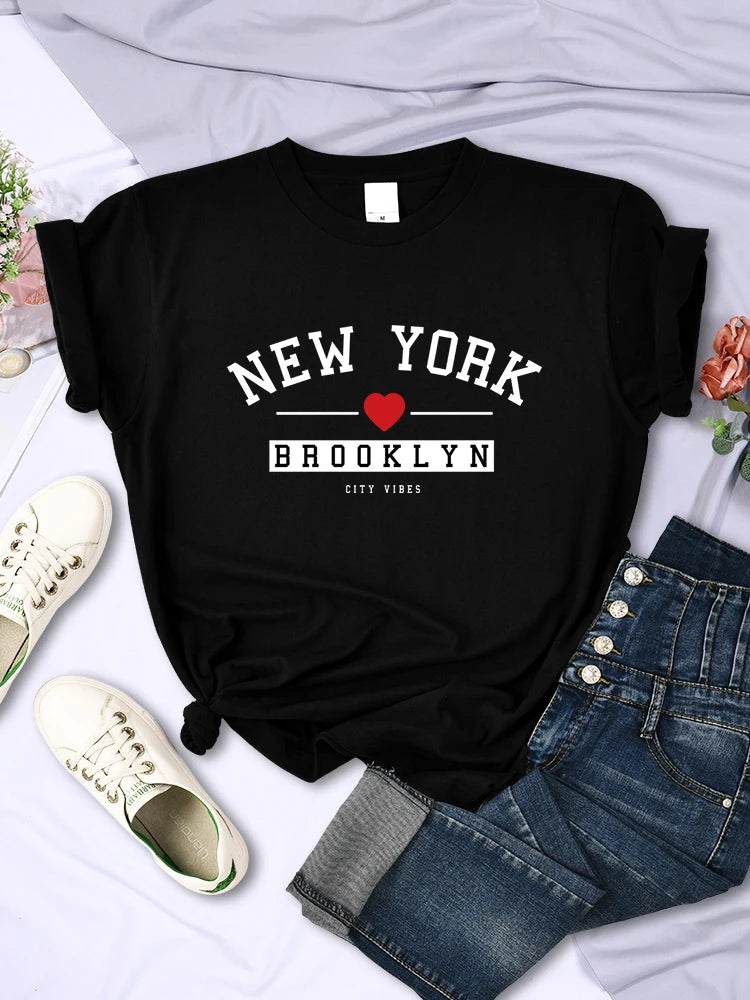 New York Brooklyn City Vibes Letter T-Shirt