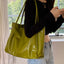 Vintage Green Large Capacity Underarm Tote