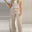 Two Piece High Waisted Tank & Pant Set With Belt