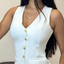 Buttoned V-Neck Vest Top & Shorts Set