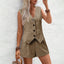 Elegant Solid Vest & Shorts Set