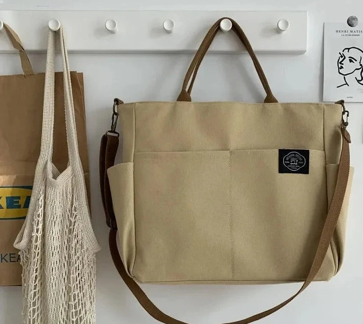 Multi-Pocket Large-Capacity Canvas Tote