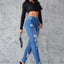 Ankle Length Ripped High Waist Jean