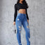 Ankle Length Ripped High Waist Jean