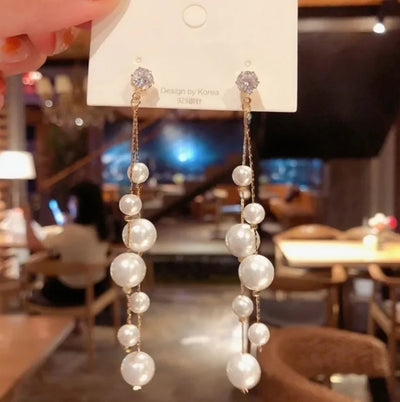 Large And Small Long Pearl Earrings