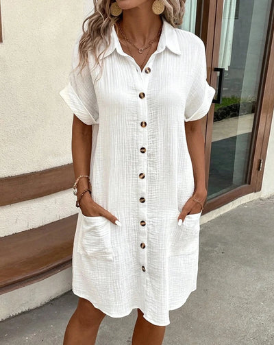 Solid Mini Three Quarter Sleeve Dress