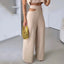 Sling Lace Up Top & High Waist Wide Leg Cutout Pants Set