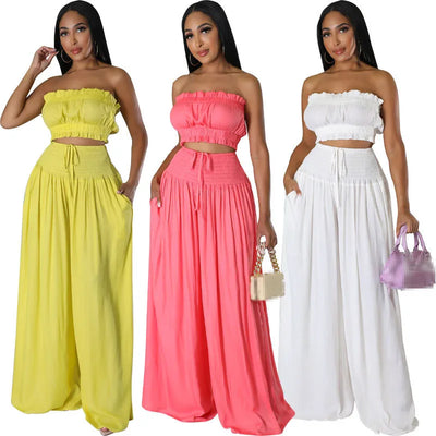 Colorful Two Piece Tube Top & Pant Set