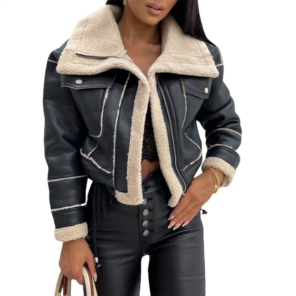 Women's Patchwork Warm Plush Jacket