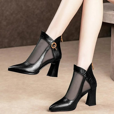 Women's Mesh Square Heel Shoes