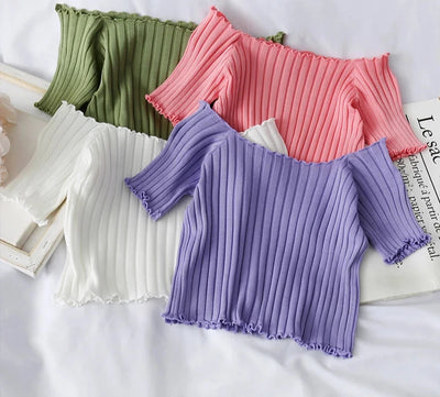 Ruffled Square Neck Crop Top