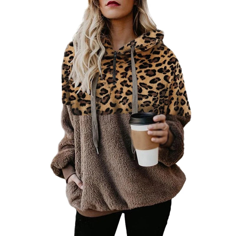 Leopard Montage Thermal Hooded Sweatshirt