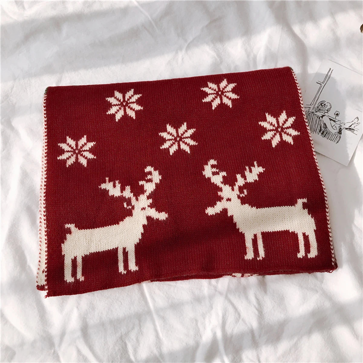 Deer and Snowflake Christmas Long Scarves