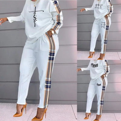 Women's Printed Long Sleeve Pant Suit