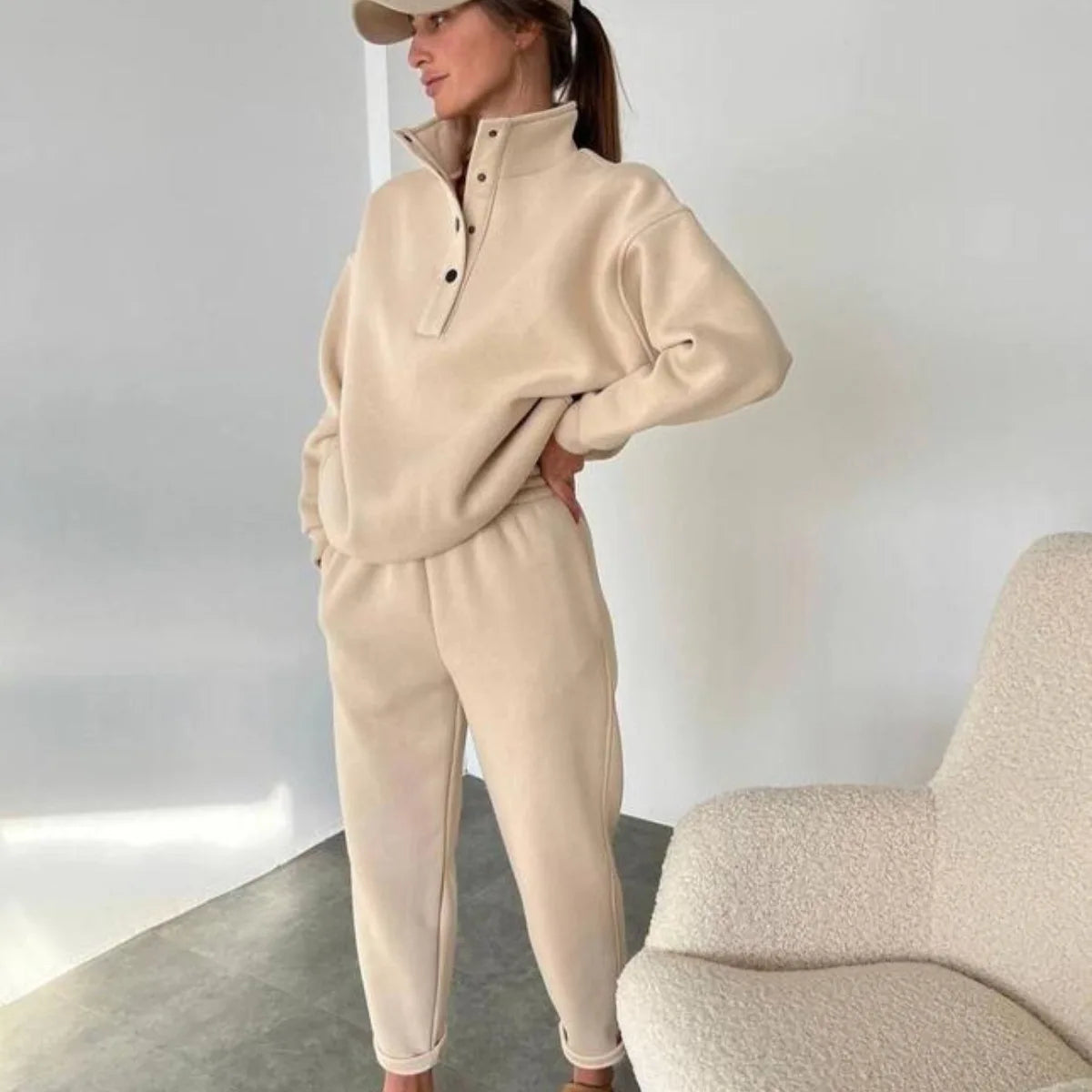 Women's Collared Button-Down Tracksuit