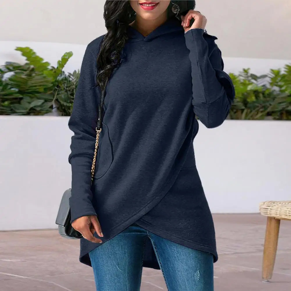 Mid-length Irregular Cross Hem Pullover