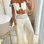 Off Shoulder Scallop Top with Wide Leg Pants