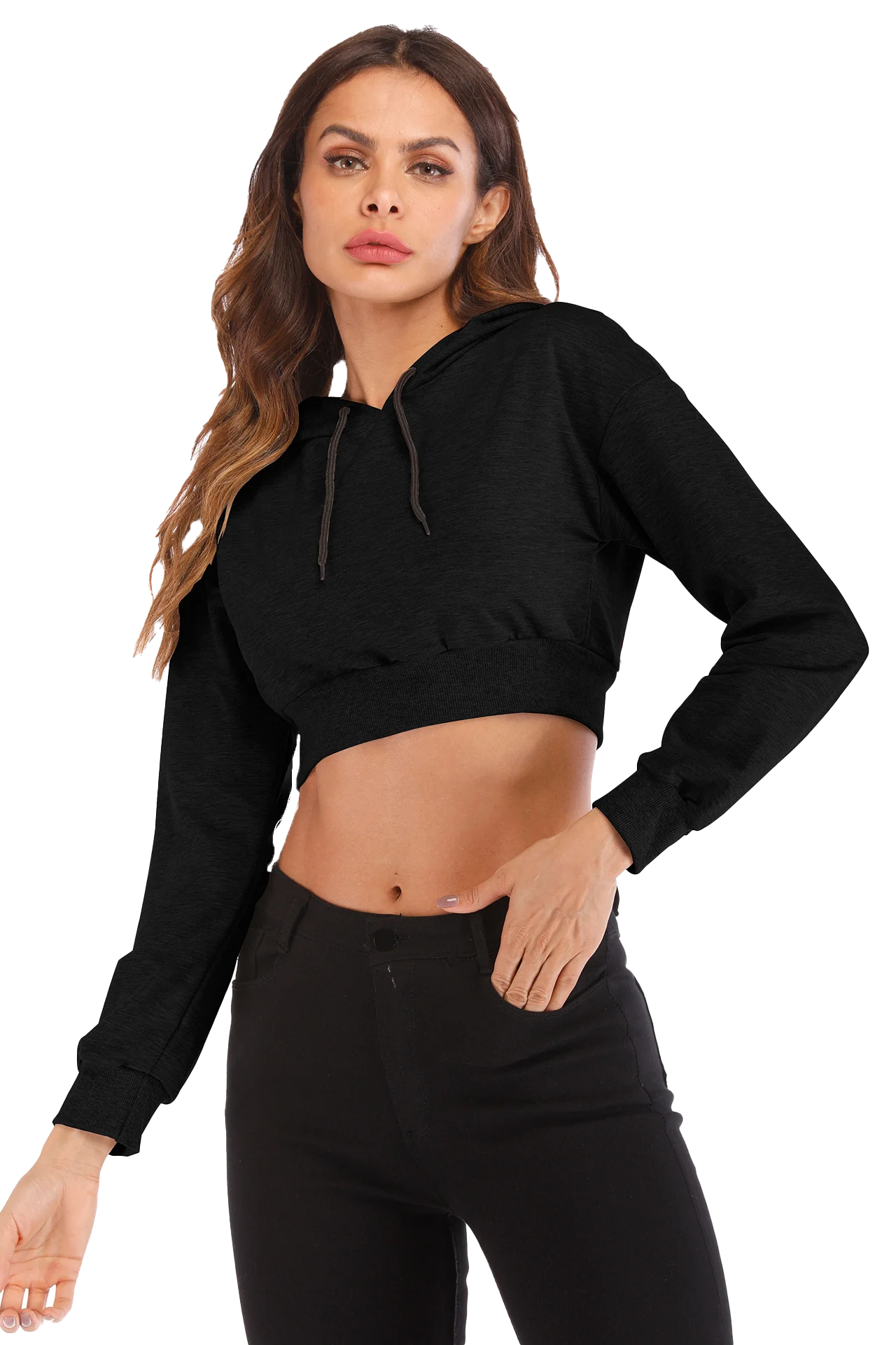 Short Pullover Crop Top Hoodie