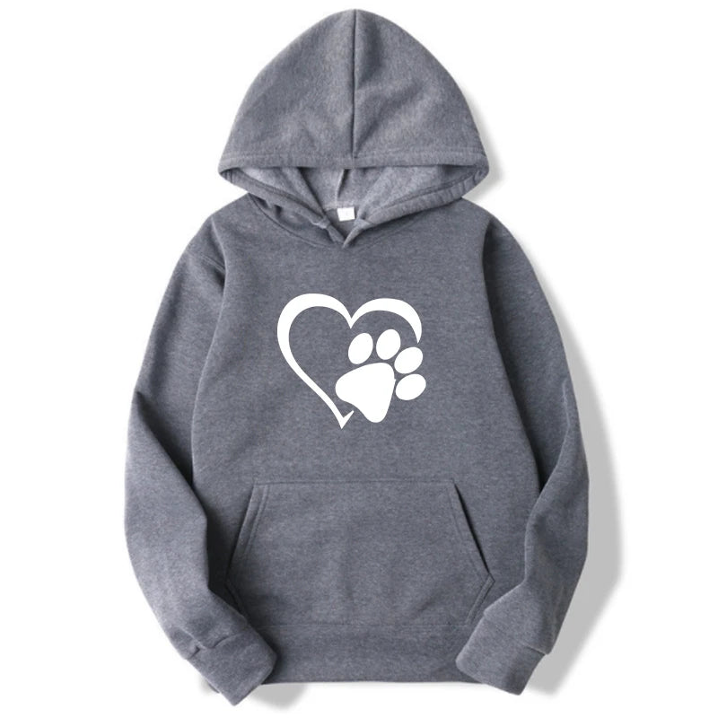 Cute Dog Paw and Heart Shape Print Hoodies