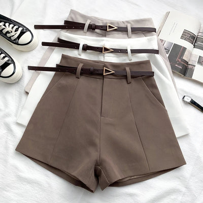 Women's A-line High Waist Belted Shorts