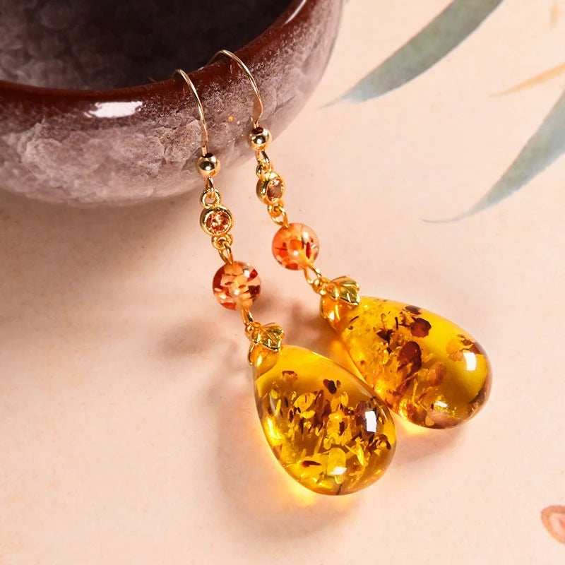 Amber Dew Sterling Silver Drops