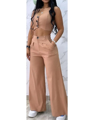 Trendy Two Piece Vest & Pants Combo