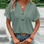 Jacquard Button V-Neck Solid Top