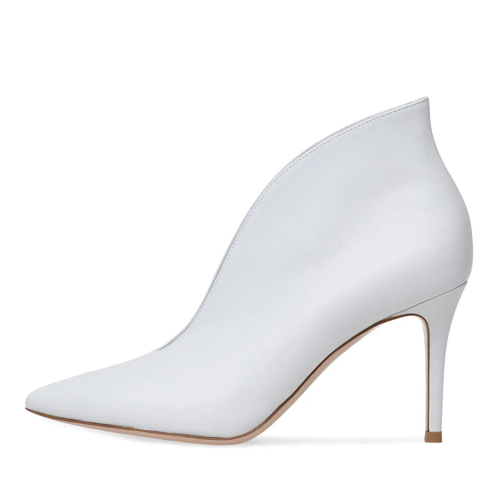 Women's Crescent Cutout Pointed Toe Stiletto Ankle Boots