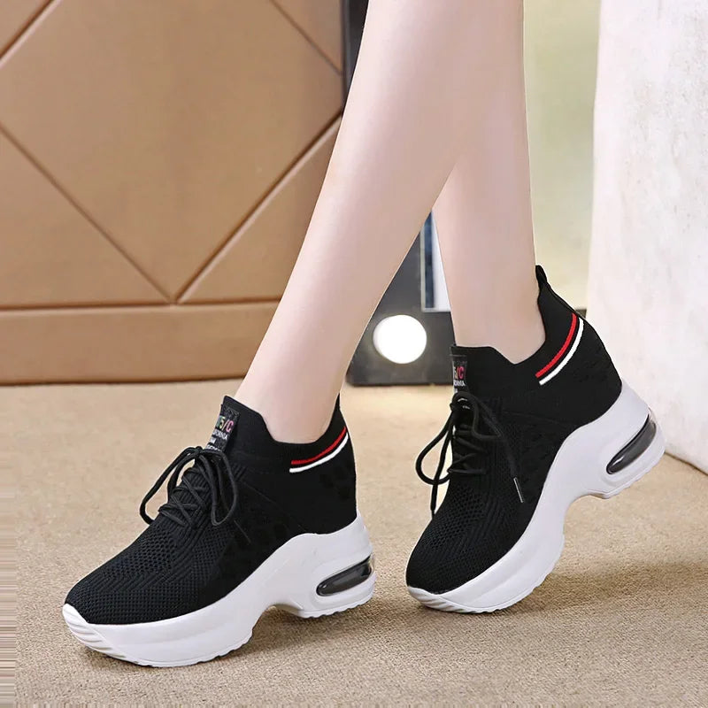 Womens Lace-Up Platform Sneakers