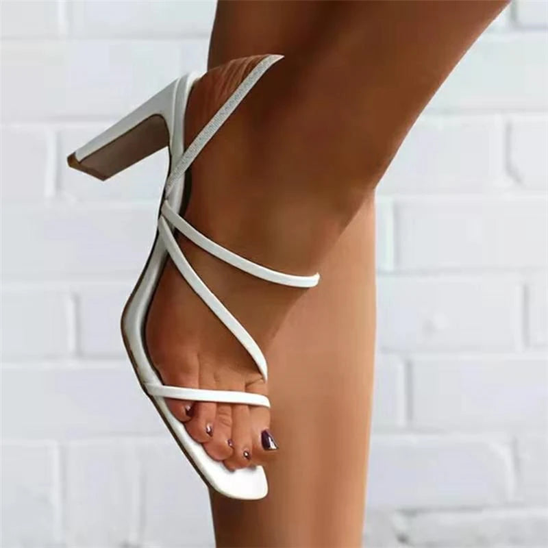 Women's Peep Toe Square Heels