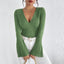 Women's Classic V-Neck Long Sleeve Fitted Top