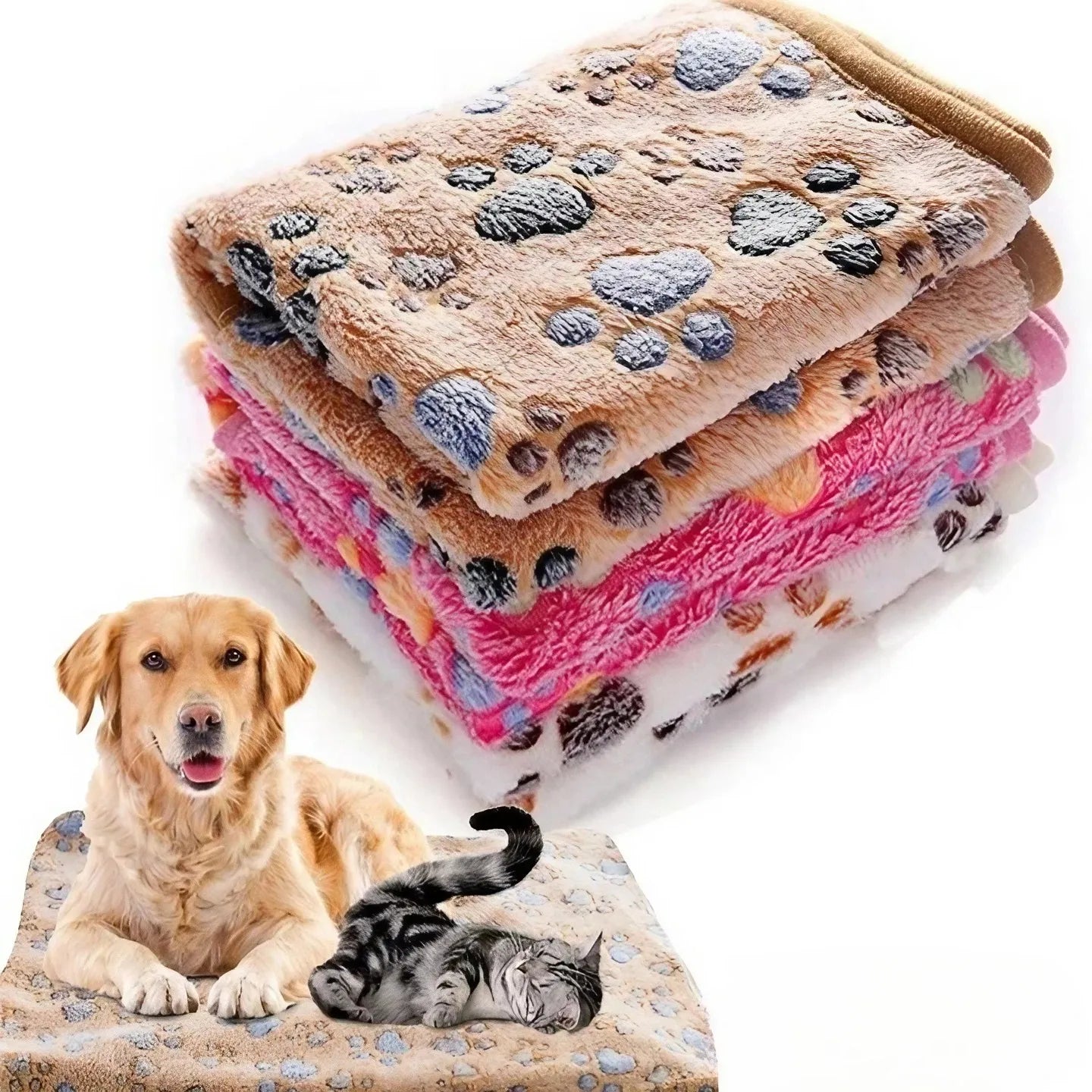 Paw Pattern Soft Pet Blanket