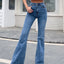 High-Waisted Button Fly Flare Jeans